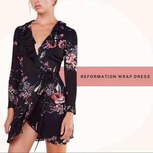 Reformation Dickinson Mini Floral Wrap Dress